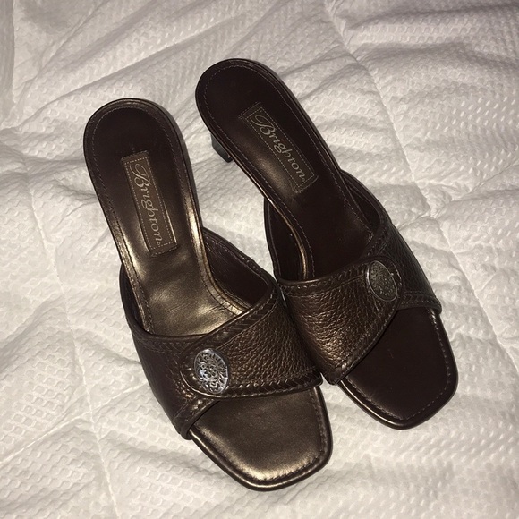 Brighton Shoes - Brighton Brown Leather Slides